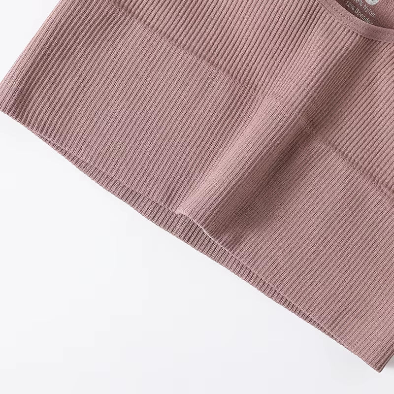 Women Tank Top Ribbed Crop Tops Female Seamless Underwear Wireless Bras Sexy Lingerie Girls Fitness Camis O-Neck Sports Camisole
