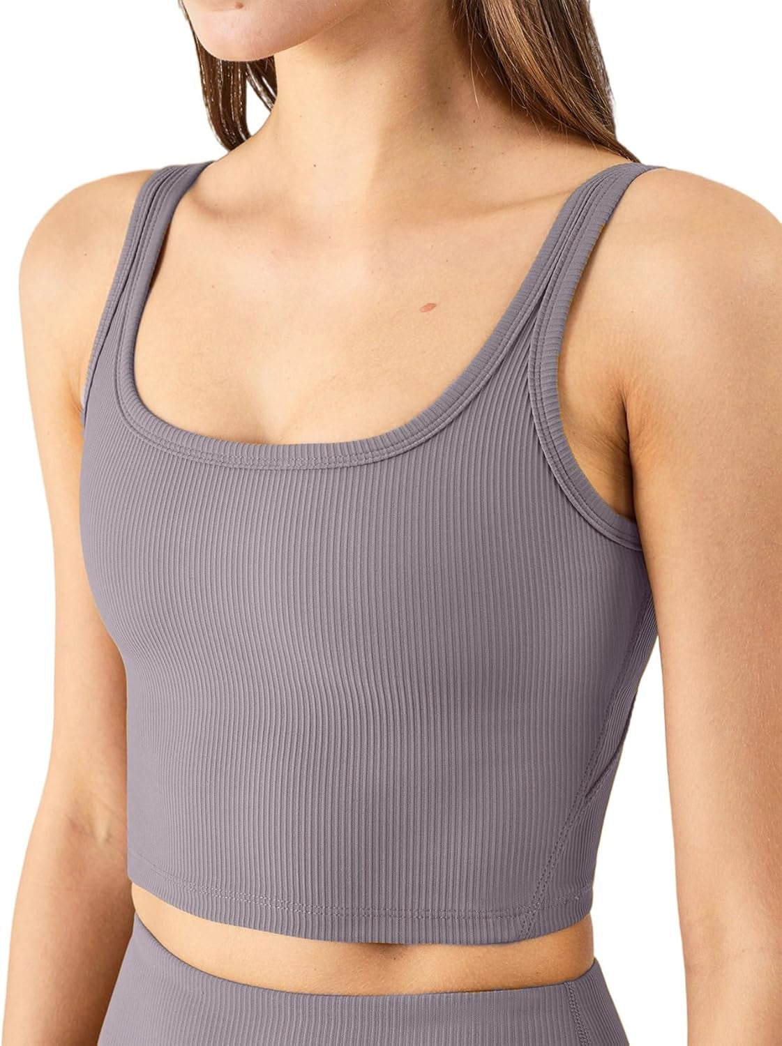 Women'S Seamless Sports Bra Workout Tops Longline Sports Bra Tank Tops for Women Ribbed Crop Top Fitness