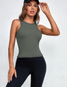 Women Ribbed Tank Tops Built in Bra Sleeveless Workout Racerback Yoga Crop Top High Neck Summer Outfit Long Shirts for Tenns
