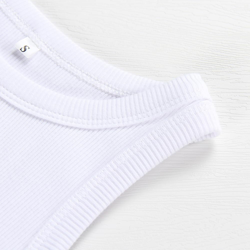 Women Casual Basic Sleeveless High Neck Rib-Knit Y2K Crop Tank Top